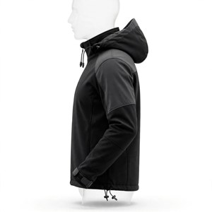 Veste imperméable à capuche pour homme, col montant, fermeture éclair, vêtement d'hiver décontracté, noir, polyester, nylon - Product Image 5