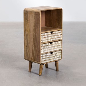 Vandana Amber Core mango wood nightstand with 3 <b>drawers</b> - Product Image 2