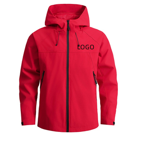 เสื้อแจ็คเก็ตบอมเบอร์โพลีเอสเตอร์กันน้ำพิมพ์ลายกันลมมีฮู้ด แขนยาว ปิดซิป สีพื้น โลโก้ด้านหน้า เหมาะสำหรับใส่ในฤดูใบไม้ร่วง - Product Image 1