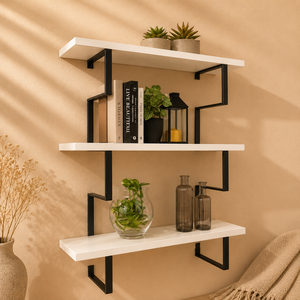 Estante de pared moderno de metal y madera con marco dorado Diseño abierto contemporáneo para sala de estar Dormitorio y decoración de oficina - Product Image 5