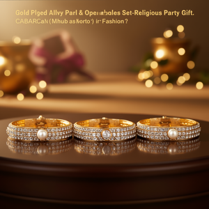 Juego de Brazaletes Abribles de Aleación Chapada en Oro con Perlas y Diamantes - Regalo Religioso para Fiestas - Product Image 3