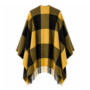 Custom National Coalition of 100 <b>Black</b> Women cape <b>shawl</b> embroidered logo on front <b>black</b> and gold color blocking for Female - Product Image 3