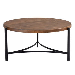 Wooden Round Top Center <b>Table</b> Black & <b>Brown</b> Finished for Indoor Living Room Decorative Metal Furniture Side <b>Tables</b> - Product Image 5