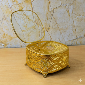 Luxury Gold Filigree Jewelry <b>Box</b> Ornate Metal Mesh <b>Keepsake</b> <b>Box</b> Handcrafted Decorative Gift <b>Box</b> Vintage Wedding Favor <b>Box</b> - Product Image 1