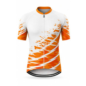 Maillot de Ciclismo Sublimado Blanco y Naranja para Hombre, Manga Corta, con Cierre, Transpirable, Ajustado, Ropa de Verano - Product Image 2