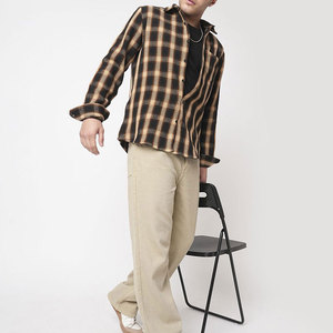 Camisa Clásica de Franela para Hombre, Antiarrugas, Casual, con Botones, Manga Larga, 2 Bolsillos en el Pecho y Puños Ajustables, para Verano - Product Image 3