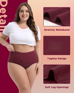 Culottes menstruelles réutilisables pour femmes, taille haute, anti-fuites, en Spandex/Coton, respirantes, séchage rapide, écologiques, pour flux abondant - Product Image 2