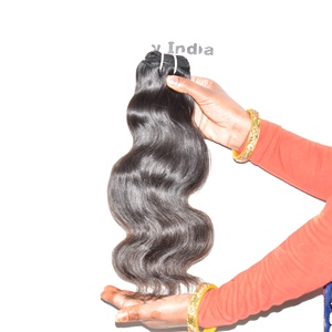 100% naturel vague de corps faisceaux en gros aucun traitement chimique brut vierge Machine Double trame indien Extensions de cheveux humains - Product Image 1