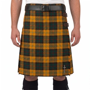 Kilt escocés MacMillan Mod para hombre, a cuadros amarillo y negro, con cinturón y hebillas laterales - Product Image 1