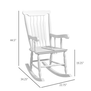 Sedia a dondolo da esterno in legno con schienale alto, portata 350 libbre. Sedia Bianca per Giardino, Patio e Balcone - Product Image 3