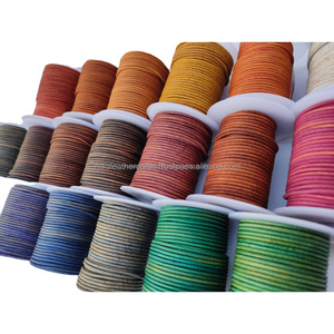 Cuir de vachette véritable orange antique finition vintage mate cordon en cuir pour bracelets et colliers Fournisseur indien - Product Image 4