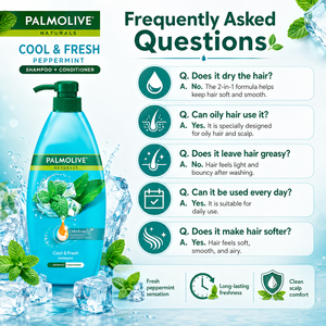 Palmolive Naturals Cool & Fresh Peppermint <b>Shampoo</b> 600ml | 2-in-1 Oil Control & Scalp Refreshing - Product Image 4