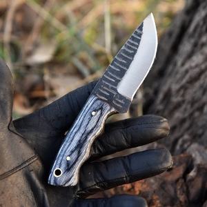 Couteau à lame fixe forgé à la main, manche en bois Pakka noir, couteau de chasse, de bushcraft, de camping, EDC, couteau utilitaire d'extérieur - Product Image 2