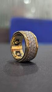 Men's Yellow <b>Gold</b> <b>Cocktail</b> <b>Ring</b> Round Diamond Pave Setting Geometric Luxury Style Everyday Wear - Product Image 3