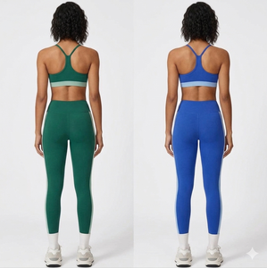 Ensemble soutien-gorge de sport à bretelles solides et leggings pour femme, respirant, séchage rapide, en nylon et élasthanne, effet push-up, pour la gym et le fitness - Product Image 3