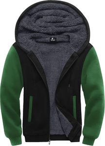 Sweat-shirt à capuche en molleton noir pour homme avec doublure en sherpa Coupe classique Vêtement décontracté d'hiver - Product Image 5