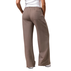 Pantalon de détente décontracté pour femme en maille gaufrée, coupe large, taille haute élastique, coupe décontractée, avec poches, confortable - Product Image 2
