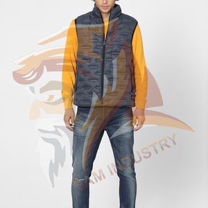 OEM ODM Custom Logo Winter Solid <b>Waterproof</b> Stand Collar Front Logo Men's Quilted Puffer Vest Sleeveless <b>Coat</b> - Product Image 6