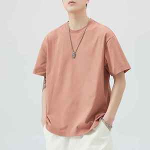 Camiseta de Hombre 100% Algodón, Manga Corta, Transpirable, Moderna, Informal, Lisa, con Logotipo Personalizado - Product Image 1