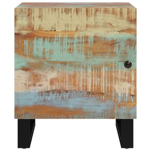 Mesita de noche de madera maciza recuperada y hierro en colores marrón y negro - Product Image 3