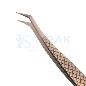 แหนบต่อขนตาโค้งสีโรสโกลด์ระดับมืออาชีพ – ที่หนีบขนตาปลายไฟเบอร์ความแม่นยำสูง, ด้ามจับสแตนเลสสตีลลายเพชร - Product Image 3