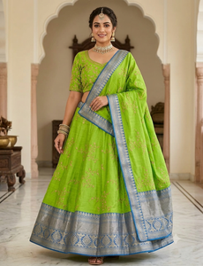Tela de Yute Puro Premium para Lehenga, Ropa Tradicional Étnica para Mujer, Venta al por Mayor, Tela de Yute Natural Dorada de Alto Gramaje - Product Image 4
