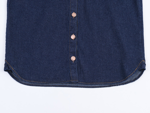 Blue Color Turn Collar <b>Button</b> Long Sleeve Breathable Quick Dry Summer High Street Flare Pants Casual <b>Jeans</b> Denim Tops Blouse - Product Image 6