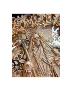Pendentif Sainte Santa Muerte squelette personnalisé en or jaune 18 carats serti de diamants, style vintage Hip Hop, bijoux religieux pour hommes et femmes - Product Image 2