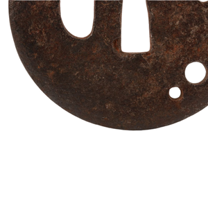 Garde d'épée japonaise en fer de la période Edo, Tsuba Tetsu-Jin avec motif de fleur de prunier sculpté, forme ronde, 6,89 cm x 6,71 cm - Product Image 5