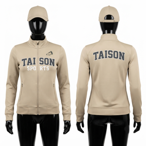 เสื้อฮู้ดผ้าฟลีซโพลีเอสเตอร์/เรยอน TAISON SPORTS สีเบจ สกรีนโลโก้ตามสั่ง มีกระเป๋าหน้า เป็นมิตรกับสิ่งแวดล้อม กันน้ำ ระบายอากาศได้ดี แห้งเร็ว - Product Image 1