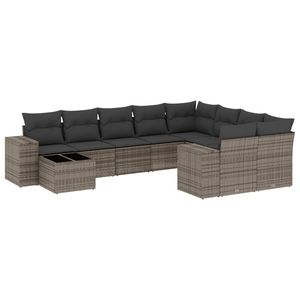 Conjunto de Sofás de Jardín de Ratán Moderno, 6 Plazas, Contemporáneo, Gris Oscuro - Product Image 4