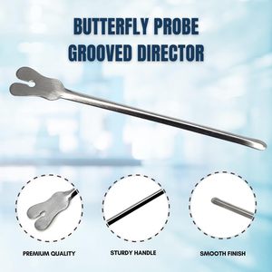 Butterfly Probe Grooved Director Multifunction Lab Dissecting Probe 150mm Stainless Steel <b>Precision</b> <b>Tool</b> for Biology Dissection - Product Image 2