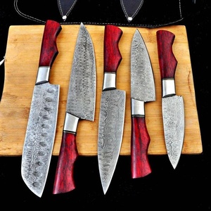 Handmade Damascus Steel Chef <b>Knife</b> <b>Set</b> EDC OEM ODM Hotel Use Outdoor Camping Survival Cooking Non-Stick Ambidextrous - Product Image 2