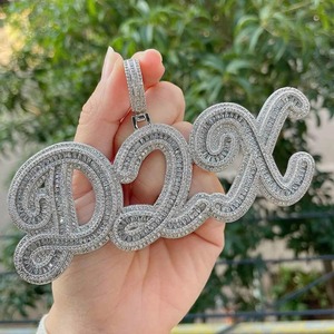 Iced Brilliant Cut Moissanite Letter Name Pendant Channel Setting 925 <b>Silver</b> Religious Christian Style Jewelry Custom Charms - Product Image 4