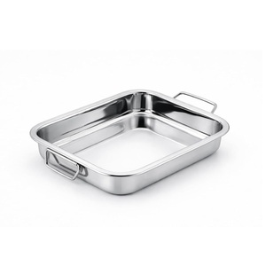 Stainless Steel <b>Tray</b> with Handles for Baking Roasting <b>Grilling</b> Serving | Rectangular <b>Oven</b> <b>Tray</b> Kitchen Cookware Serving <b>Tray</b> - Product Image 1