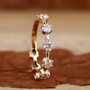 Full Eternity Moissanite Band Round Cut Wedding <b>Ring</b> Shared Prong <b>Stacking</b> <b>Ring</b> 14K Gold Plated Anniversary Band Unisex Party - Product Image 5