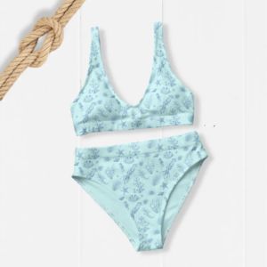 Custom Floral Print Matching Couple Swimwear Set High Quality <b>String</b> Bikini Beachwear Outfits - Product Image 5