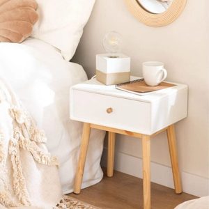 <b>White</b> Wooden Nightstand Bedside <b>Table</b> <b>Small</b> End <b>Table</b> with Drawers for Bedroom Hotel - Product Image 2