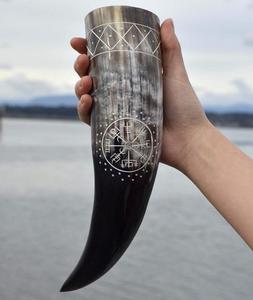 Corne à boire viking de qualité supérieure, authentique corne de bœuf, de vache et de buffle, cornes à boire vikings médiévales - Product Image 2
