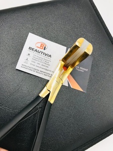 Venta al por mayor de alicates de extensión de pelo de acero inoxidable de alta calidad con cinta de Oro Negro conveniente embalaje sostenible en una bolsa - Product Image 5