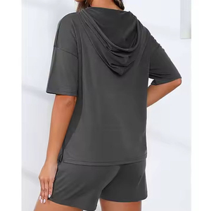 Nouvel ensemble 2 pièces tendance pour femme, T-shirt 100 % coton et short au-dessus du genou, dentelle, maille, boutons, décontracté, écologique, Twin Sets 2026 - Product Image 2