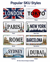 Aimant de réfrigérateur personnalisé en aluminium pour plaque d'immatriculation, aimant souvenir touristique en métal, vente en gros pour décoration de boutique de cadeaux