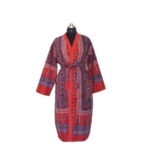 Chaqueta Kantha de algodón hecha a mano de talla XL, cortavientos de invierno, cinturón de corbata con bolsillos, abrigo largo informal cosido acolchado Floral, abrigo Floral - Product Image 1