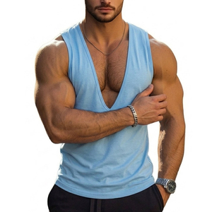 Débardeur Homme Col V Profond Prix de Gros Personnalisable Logo Sans Manches Coupe Slim Streetwear Tendance Décontracté Style de Vie Pour Hommes - Product Image 3