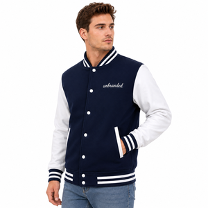 Blouson universitaire unisexe personnalisé à manches longues, couleur unie, coupe classique, fermeture éclair, chaud, rembourré, respirant, vêtement d'extérieur décontracté pour l'hiver - Product Image 5