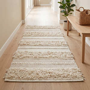 Boho Cotton Area Rug with Bold Black Geometric Pattern for Living Room, Bedroom & Contemporary Home Décor - Product Image 2