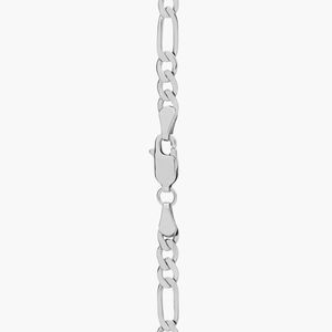 Bracelet chaîne Figaro plat en or blanc - Product Image 3