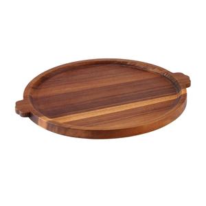 Plateau de charcuterie rond en bois d'acacia avec poignées, plateau décoratif pour table basse ou ottoman - Product Image 1