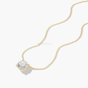 Collier pendentif solitaire en diamant de laboratoire taille brillant rond certifié IGI, or 14 carats, 4 griffes, diamant flottant - Product Image 3