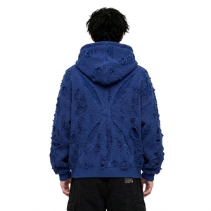 Sudadera con Capucha Oversize de Punto para Hombre, Estilo Casual Urbano, con Cremallera en la Manga, de Poliéster/Algodón, Ajuste Regular, para Invierno - Product Image 2